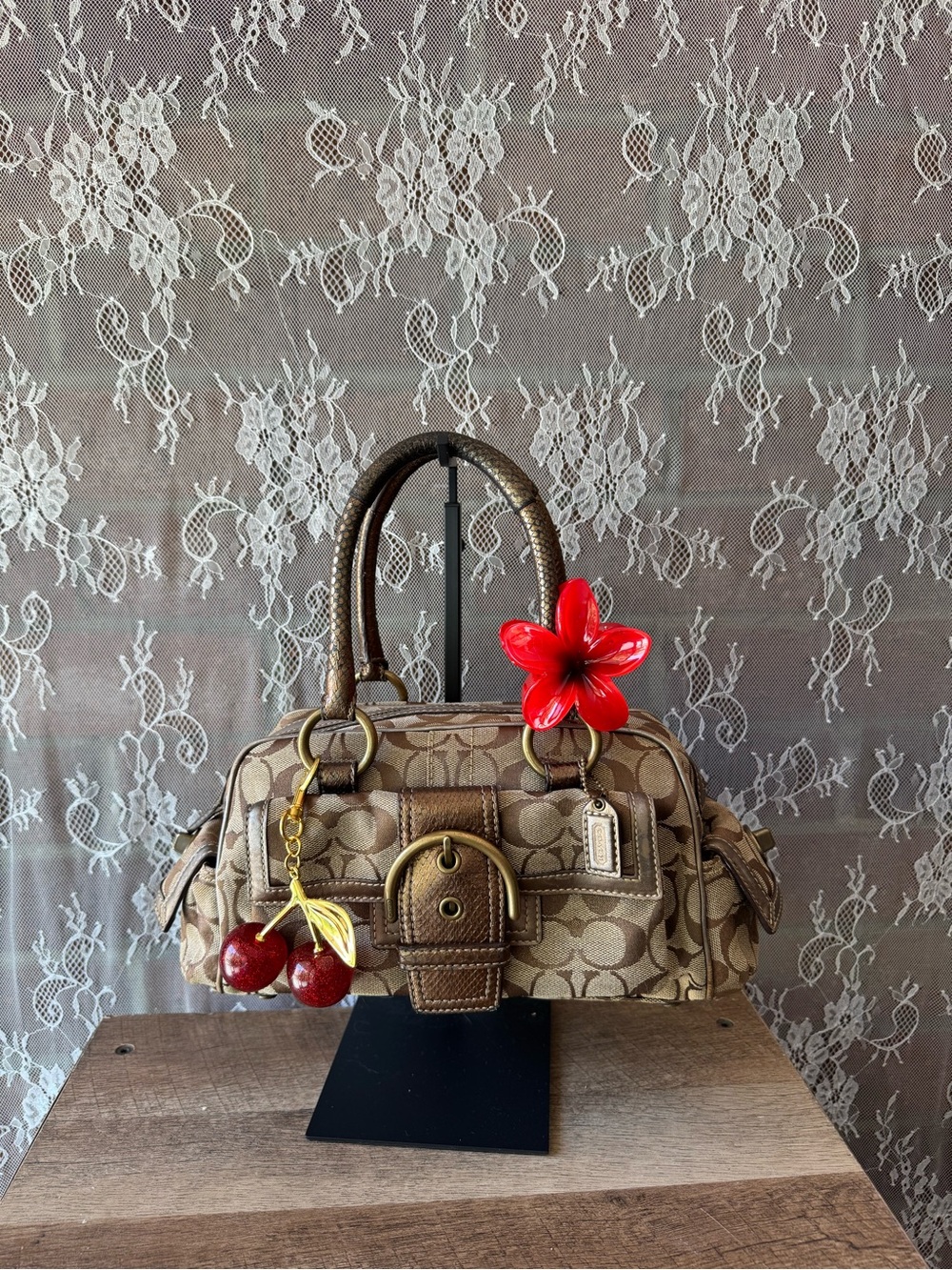 Vintage Coach Soho Brown Signature Canvas Satchel